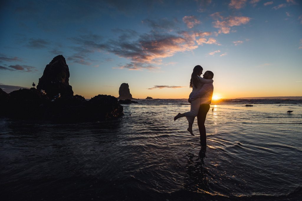 Sunset Engagement Photographs in Cannon Beach