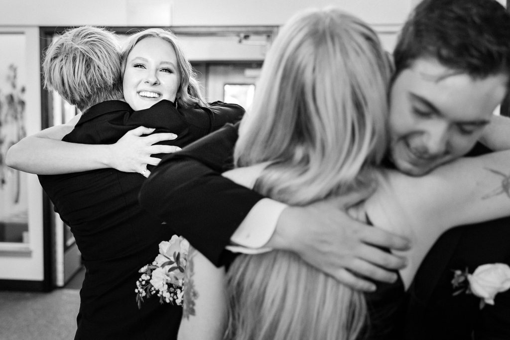 Bride and Groom Hug during their Portland Oregon Wedding Day