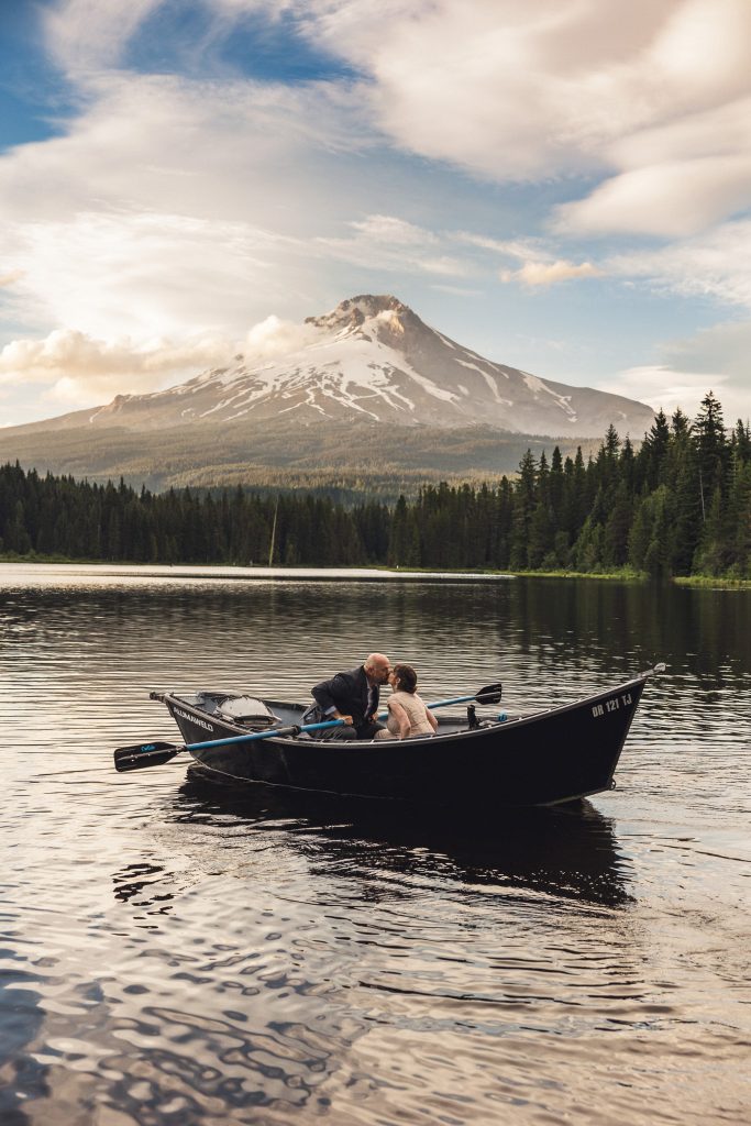 Trillium Lake Engagement Photos with Mt. Hood